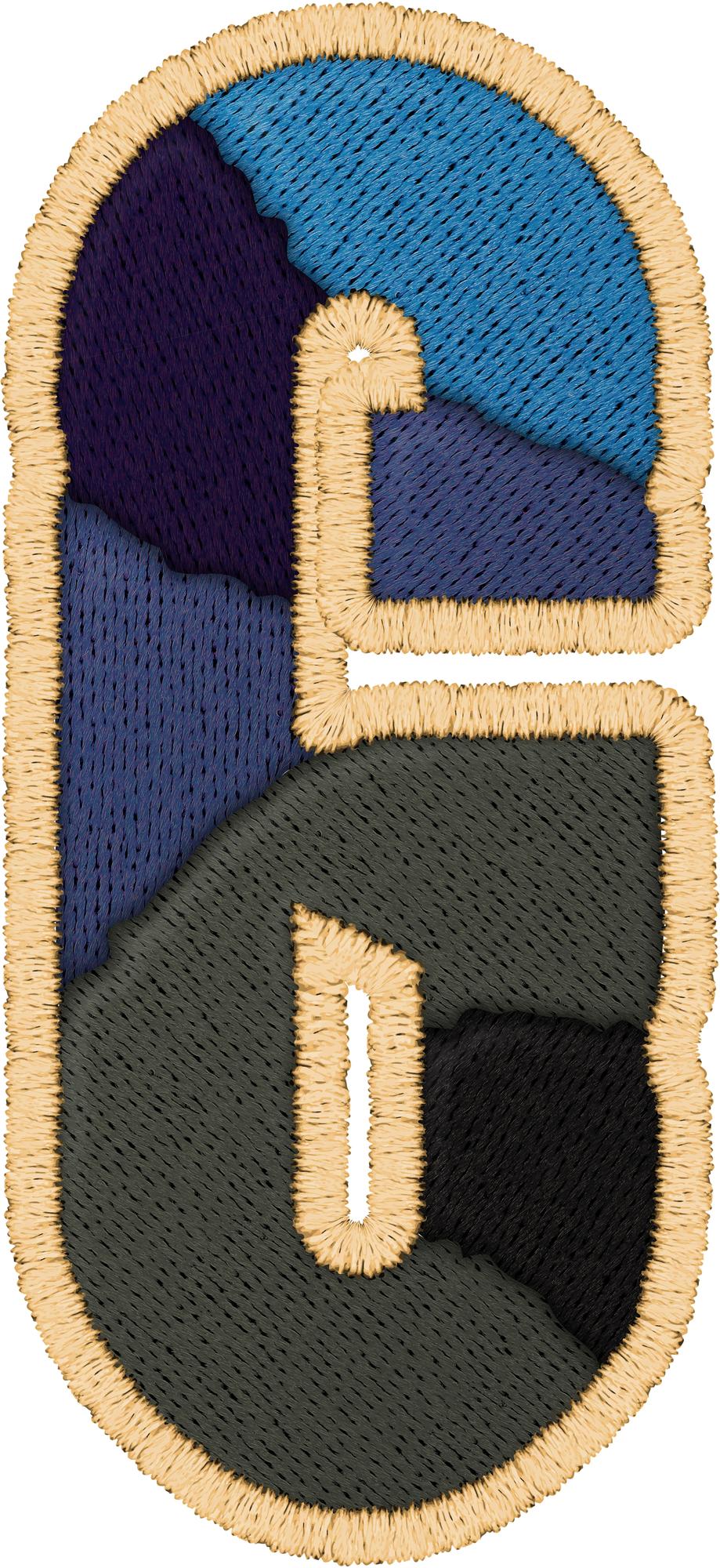 Bold geometric patch embroidered on denim